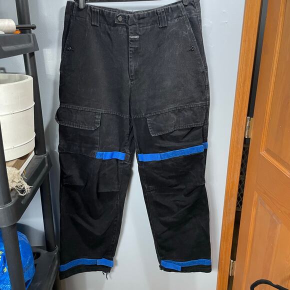 VTG 90s Marithe Francois Girbaud Black Skater Distressed Wide Leg Jeans Men's 40 - Picture 3 of 10